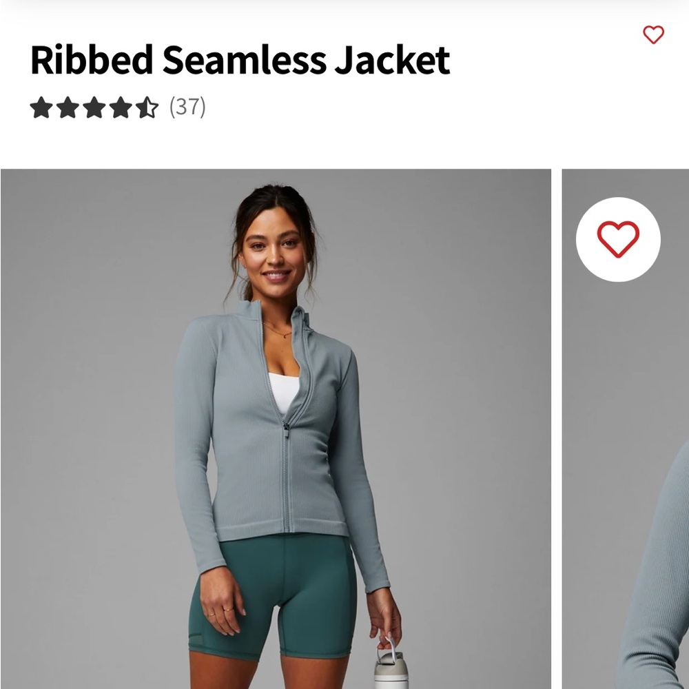 Fabletics Ribbed Seamless Jacket in Storm Slate